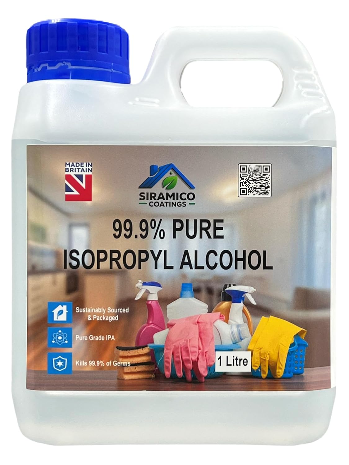 Isopropyl Alcohol 99.9% Pure | Lab Grade IPA | 1 Litre | Rubbing Alcohol for Cleaning and Disinfecting | Solvent for Electronics, Windows, Glass, Appliances, and More