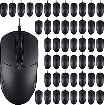 Kathfly 50 Pcs Black Wired USB Computer Mouse Bulk 1000 DPI 3 Button Corded Mouse with Home Office Noiseless Simple USB Mouse for Computer Laptop Desktop PC