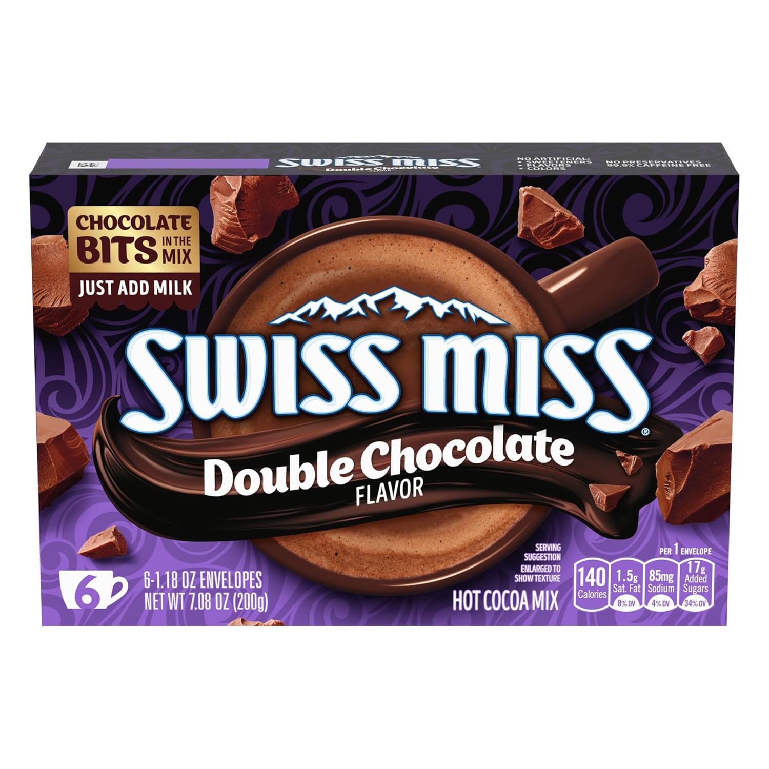 Swiss Miss Double Chocolate Flavor Hot Cocoa Mix, 1.18 oz. 6-Count Envelopes (Pack of 6)