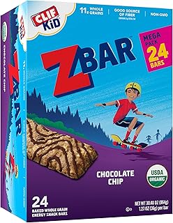CLIF Kid Zbar - Chocolate Chip - Soft Baked Whole Grain Snack Bars - USDA Organic - Non-GMO - Plant-Based - 1.27 oz. (24 Pack)