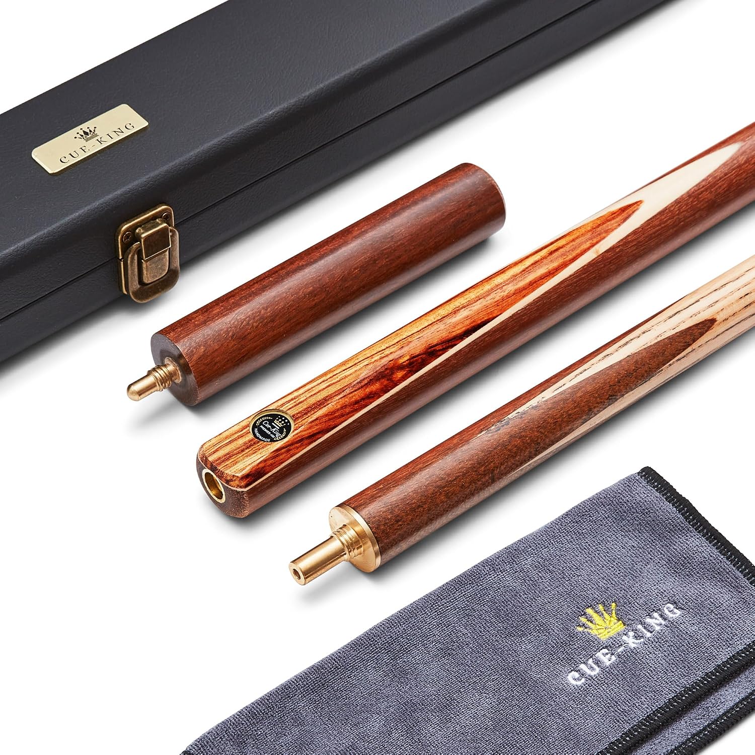 Cue-King Pool Cue Premier 400, Snooker Cue, Handmade 57" 18oz 3/4 Jointed with Case, Zebra Wood Cue with Hardcase, Extension and Microfibre Cue Towel, Snooker Cues, Pool Cues, Snooker Cue Case