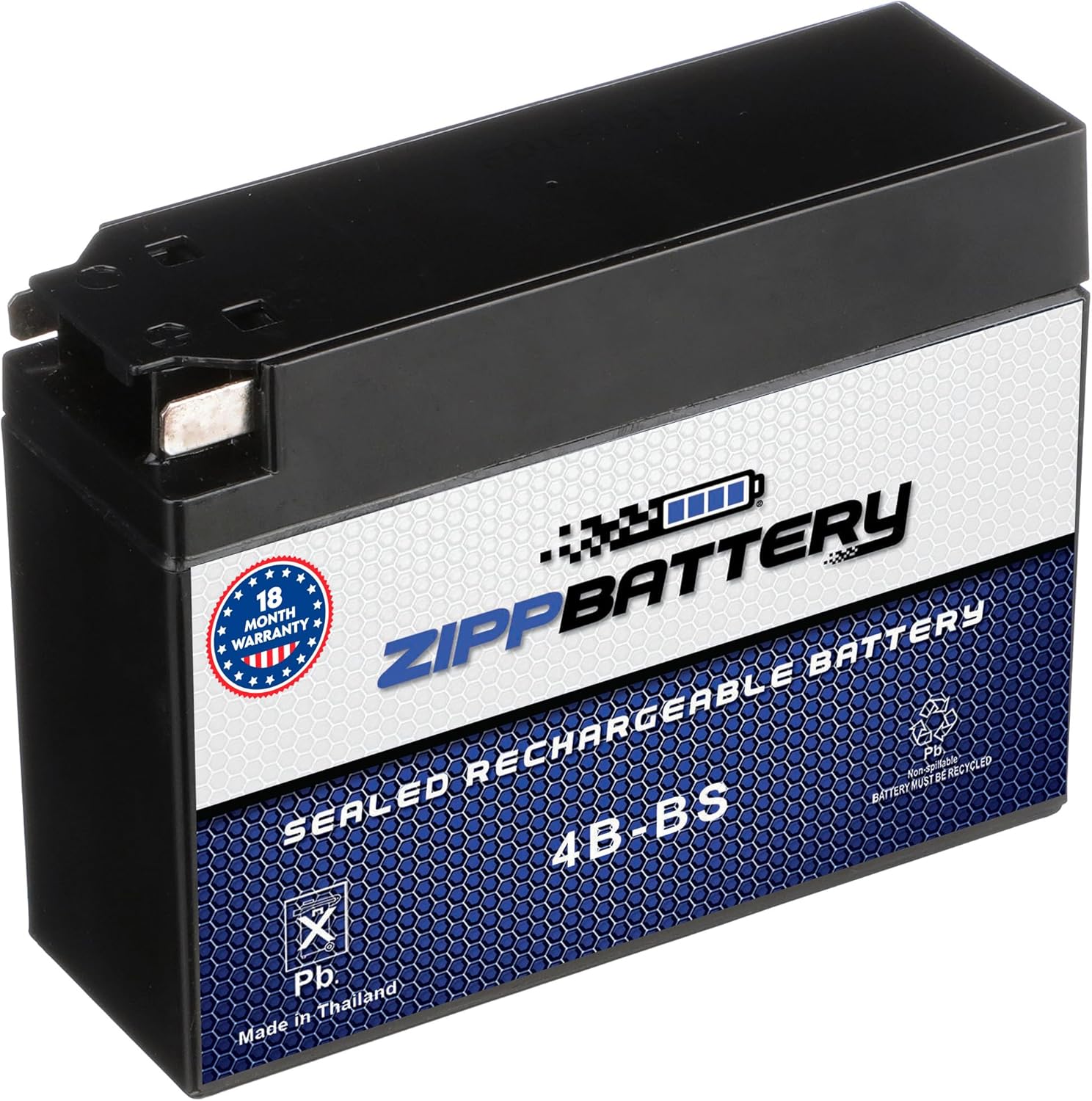 ZIPPBATTERY YTX4B-BS 12V 40 CCA AGM – Maintenance-Free 2Ah Battery for Scooter, Mini ATV, Pocket Bike – Tab Terminal – Fits Yamaha Zuma 50, Honda Metropolitan, Razor Pocket Mod, TaoTao 50cc