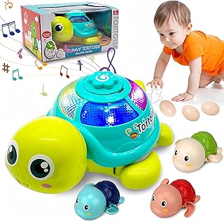 Crawling Baby Toys 6-12-18 Months - Infant Tummy Time Toy Bath Toys for Kids Age 1-3 2-4 Musical Baby&Toddler Toys with Flashing Lights Light Up Turtle Toys Baby Gifts for 1-6 Year Old Boys Girls