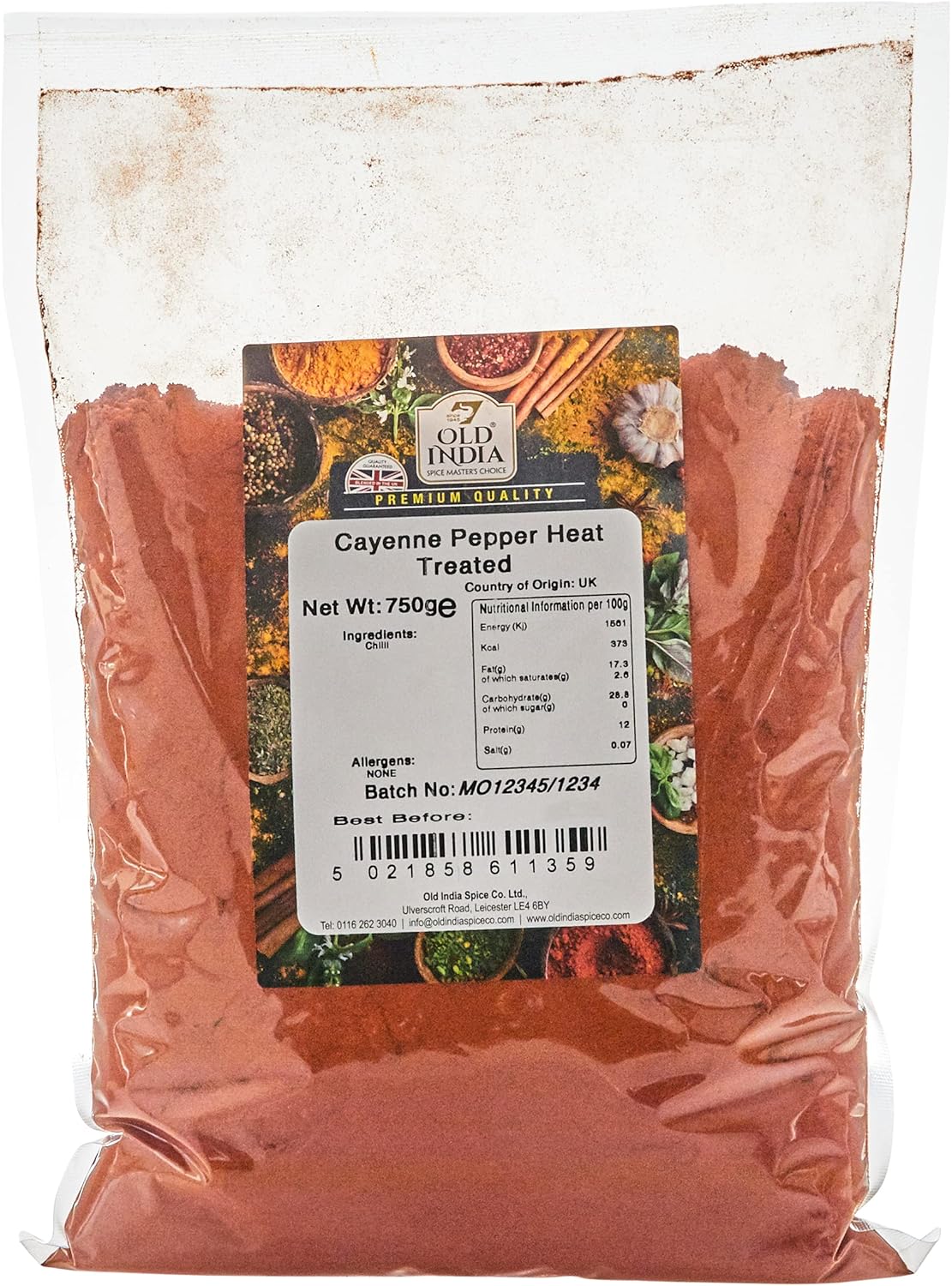 Old India Cayenne Pepper Heat Treated 750g