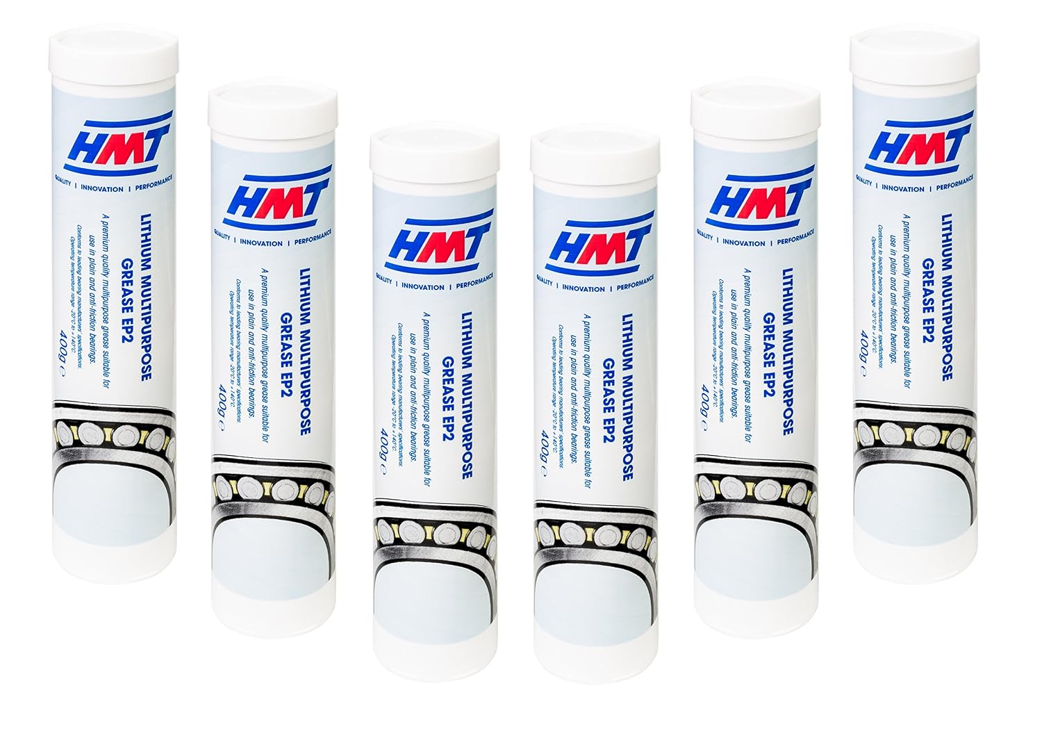 HMT Lithium Multipurpose Grease EP2 – 6 x 400g Cartridges | NLGI 2 Lithium EP Grease for Bearings, Machinery & Vehicles | High Load, Anti-Wear, Water Resistant, Corrosion Protection Industrial