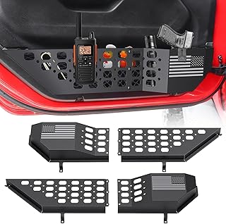 Metal Front Door Pocket Storage Box for Jeep Wrangler JL JLU 4XE 2018-2024 & Gladiator JT 2020 2021 2022 2023 2024 Accessories Door Storage Organizer Molle Panels (Not for Power Seats), 2PCS