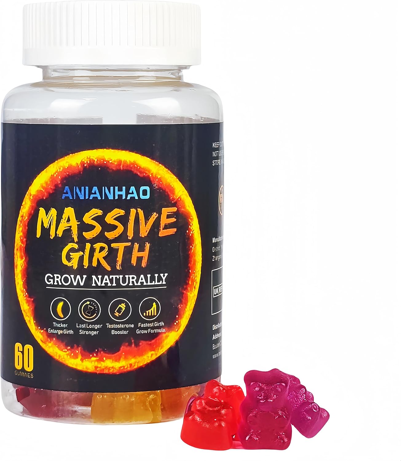 Massive Girth Male Enhancement Gummies, Enhance Pleasure & Performace, Powerful Natural Ingredients, Unique Formula 60 Gummies, 30 Servicing (1 Month Supply)