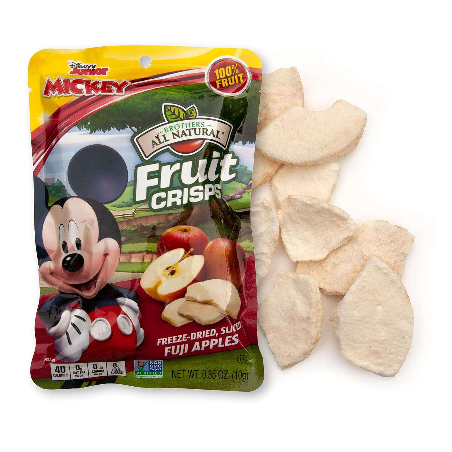 Brothers All Natural Disney Freeze Dried Fruit Crisps, Fuji Apple, 0.35 Oz (Pack of 12), Made with 100% Fruit, Gluten Free, Soy Free, Vegan, Heathy Snack, Lunch Box Ready