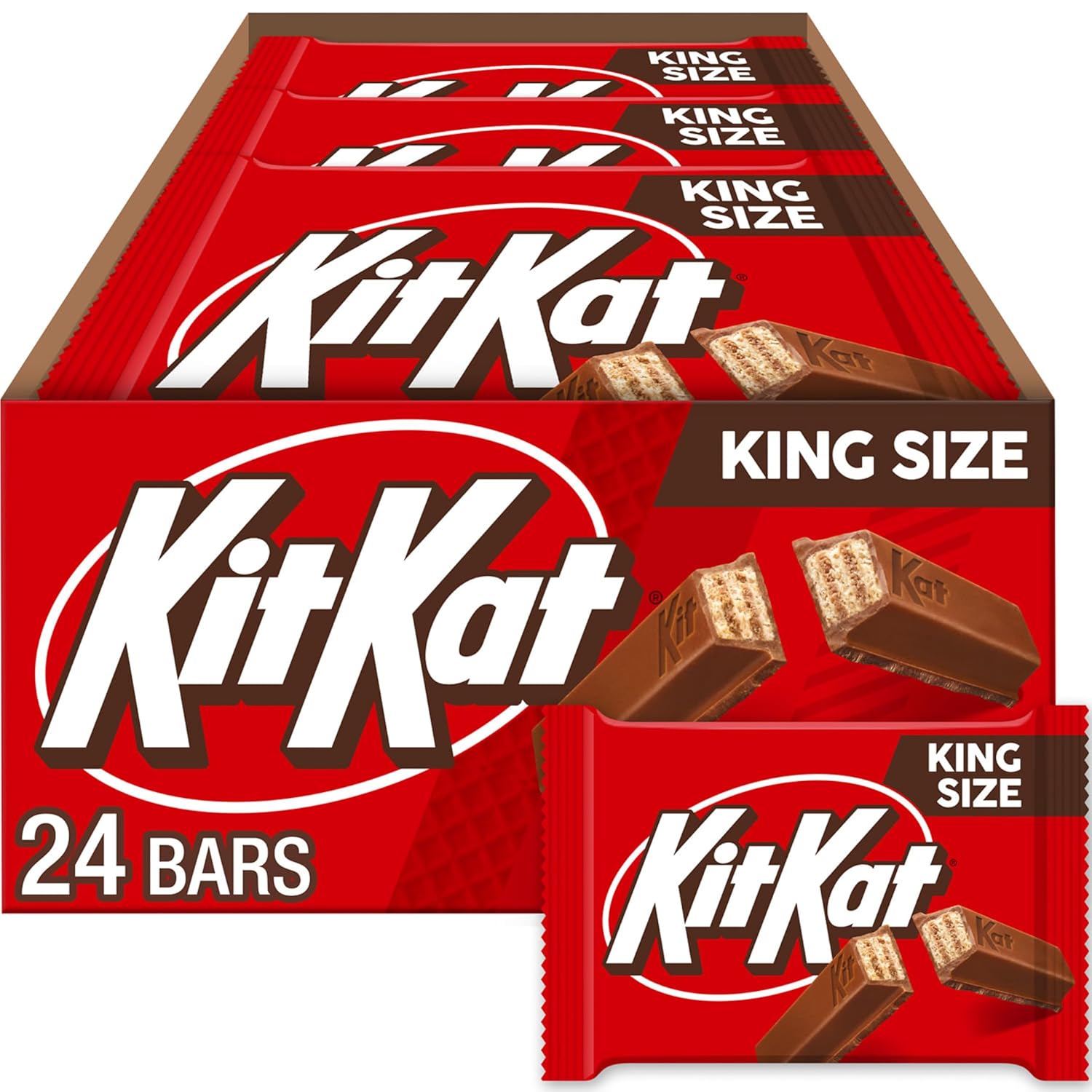 KIT KAT Milk Chocolate Wafer King Size, Candy Bars, 3 oz (24 Count)