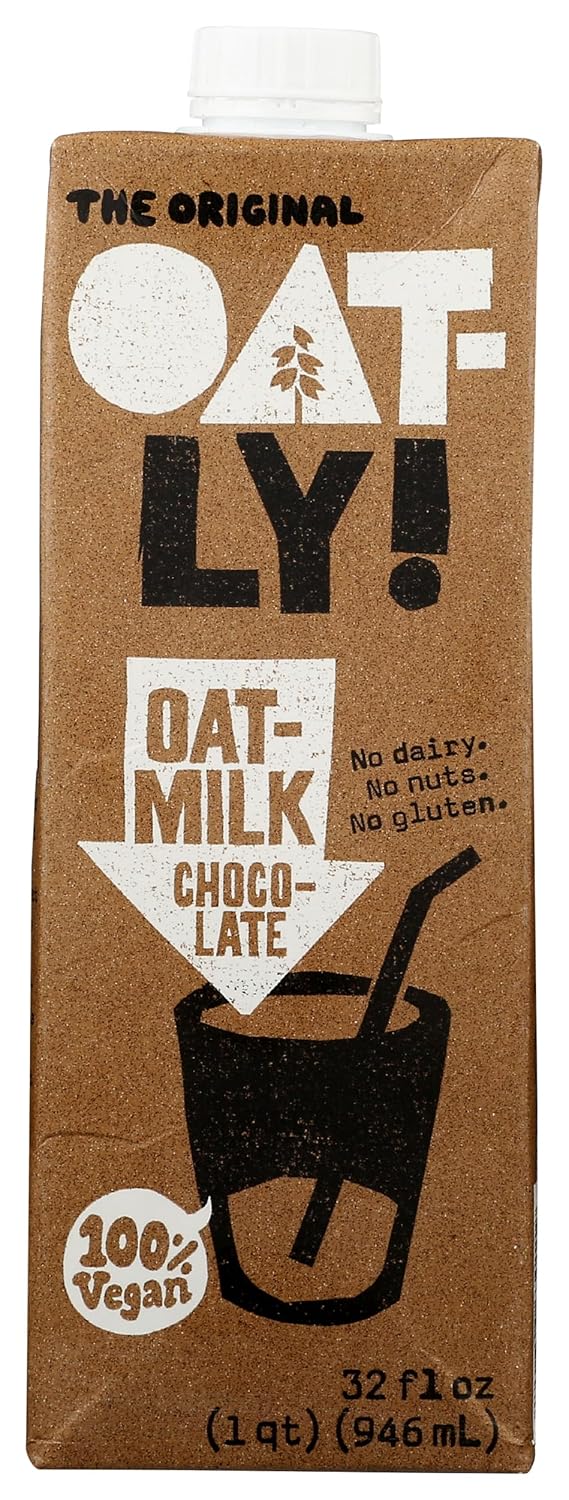 The Original Oatly Chocolate Oat Milk, Vegan Friendly, Kosher, Gluten Free & Non-GMO, 32 Fluid Ounce (Pack of 12)