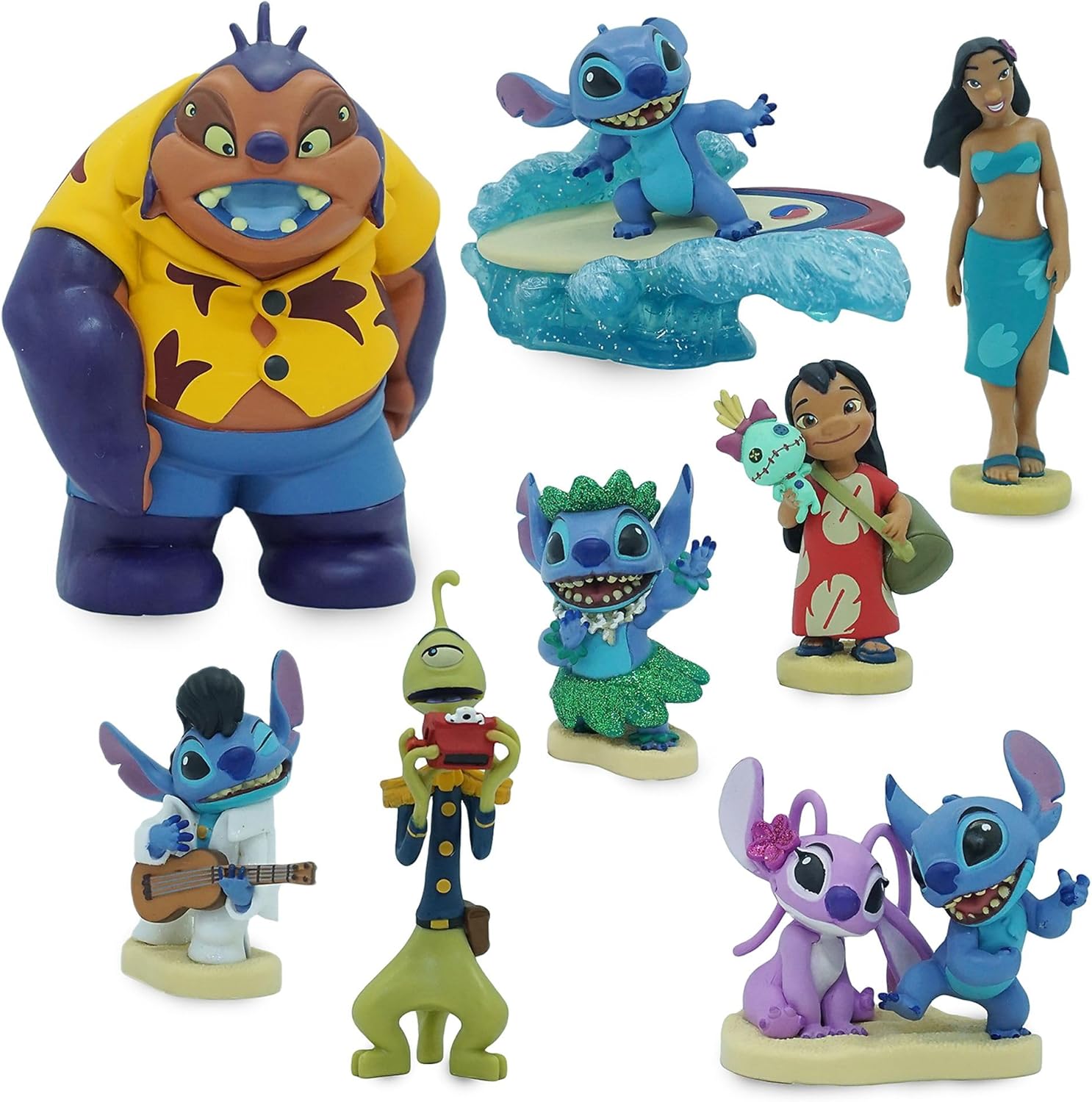 Disney Store Official Lilo Age 3+ & Stitch Figurine Playset, 8 Moulded Toy Figures, Includes Lilo, Stitch, Angel, Nani, Scrump, Alien Pleakley and Jumba Jookiba
