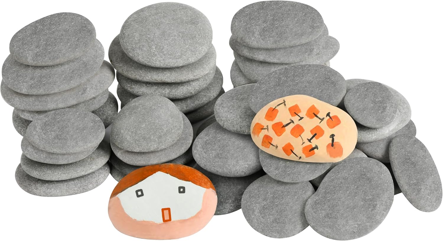 Simetufy 45 Pcs Painting Rocks Bulk, River Rocks for Painting, Flat Smooth Rocks for DIY Painting, 2"-3" Natural River Stones for Arts & Crafting, Kindness Stones
