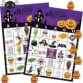 Funnlot Halloween Bingo Game Halloween Party Games for Kids 24 Players Halloween Bingo Game Cards for School Classroom Family Activities Halloween Party Favors