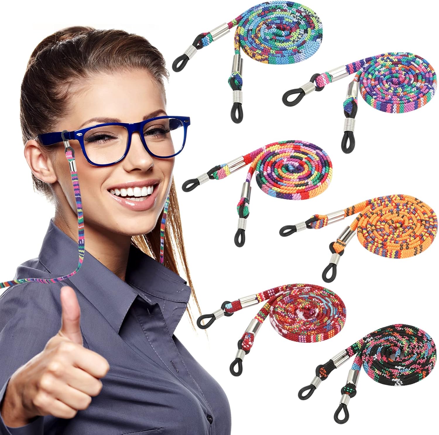 GOTRUST Reading Glasses Cords Chain, 6Pcs Eye Glasses Eyewear Retainer, Colorful Sunglasses String Eyeglasses Strap