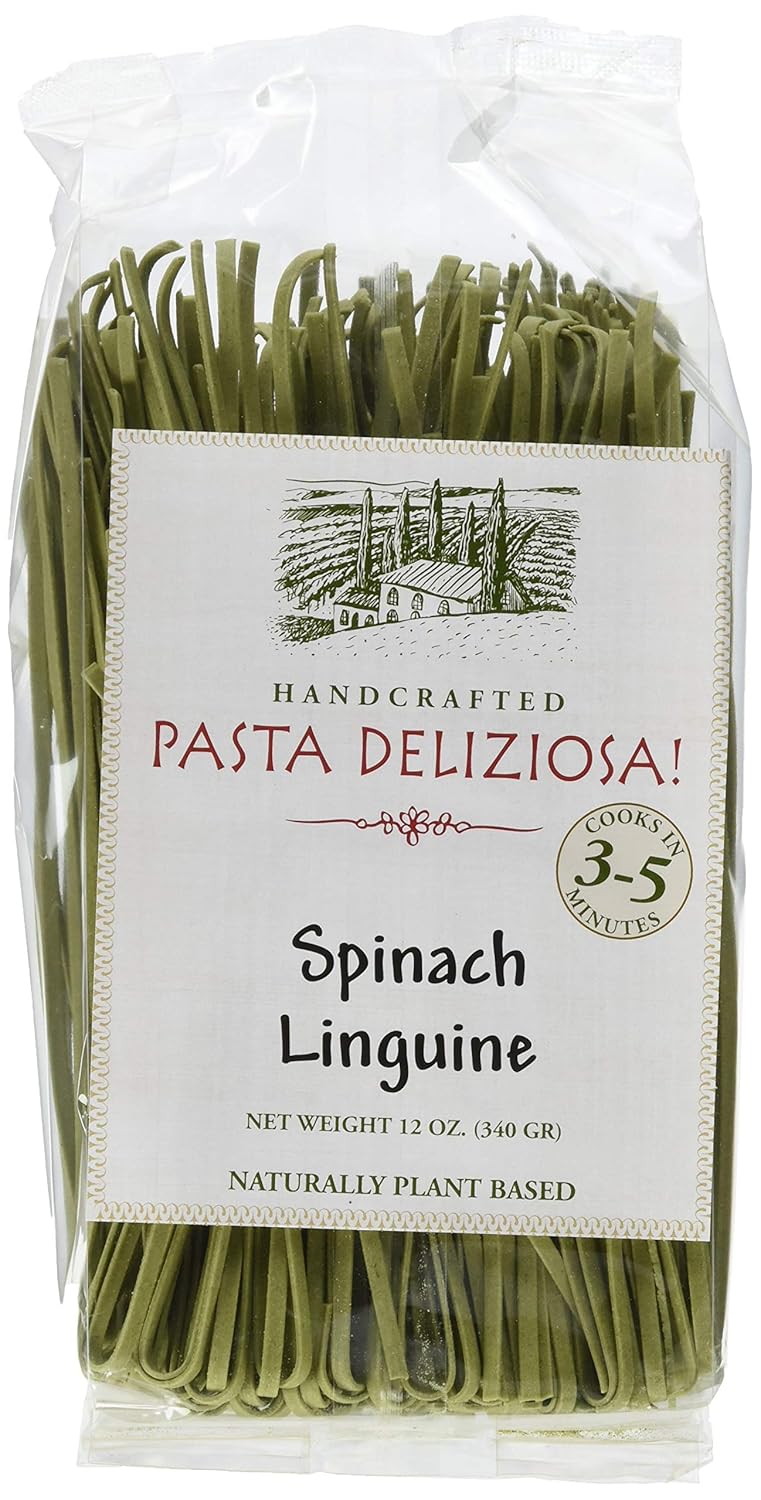 Pasta Deliziosa! Handcrafted Pasta, Spinach Linguine, 12 Ounce