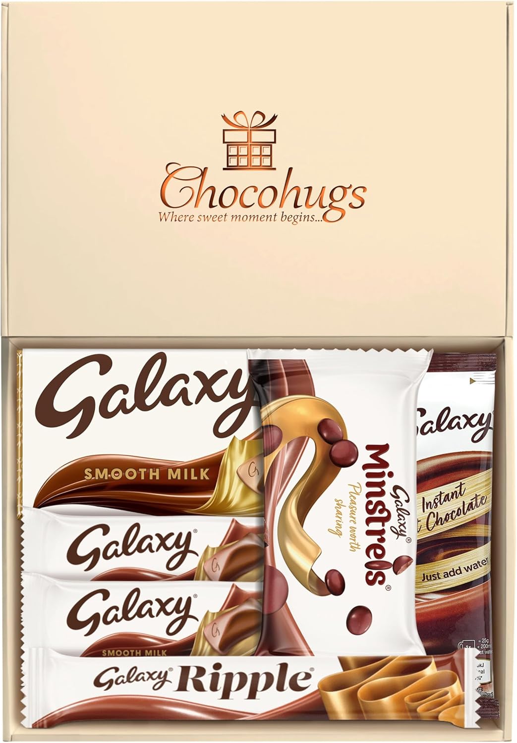 Chocohugs Chocolate Gift Hamper Box | Filled with Galaxy Full Sized Bars Smooth Milk, Minstrels | Gift Hamper | Gift for Children, Mother, Father, Teacher | Treat Box (Standard, All Occasions 3)
