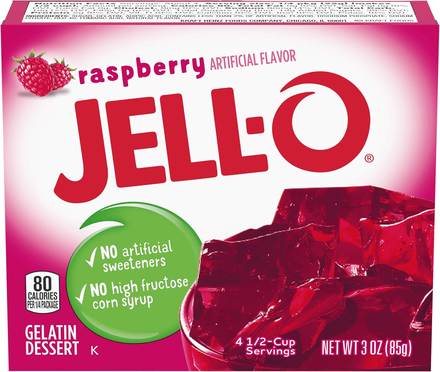 Jell-O Gelatin Dessert, Raspberry, 3Ounce Boxes (Pack of 6)