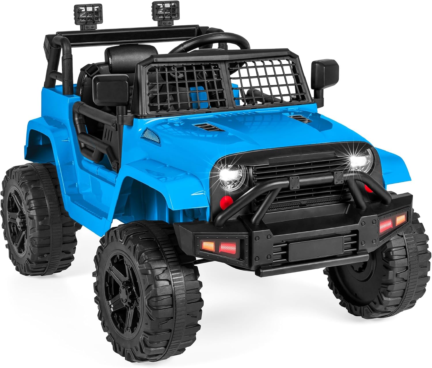 Best Choice Products 12V Kids Ride On Truck Car w/Parent Remote Control, Spring Suspension, LED Lights, AUX Port - Light Blue