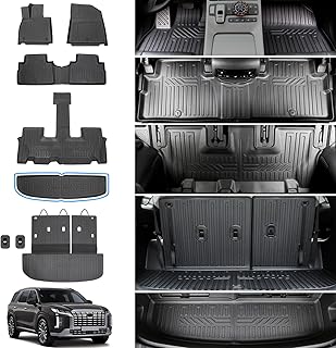 Floor Mats for 2020-2025 Hyundai Palisade, Trunk Mat with Backrest Mat and Lower Cargo Mat TPE Waterproof All Weather Protector Replacement for 2024 2025 Hyundai Palisade Accessories