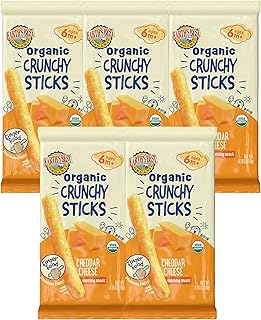 Earth's Best Organic Baby Food, Dissolvable Teething Snack for Babies 6 Months and Older, Cheddar Cheese Crunchy Sticks, .56 oz Pack (Pack of 5)
