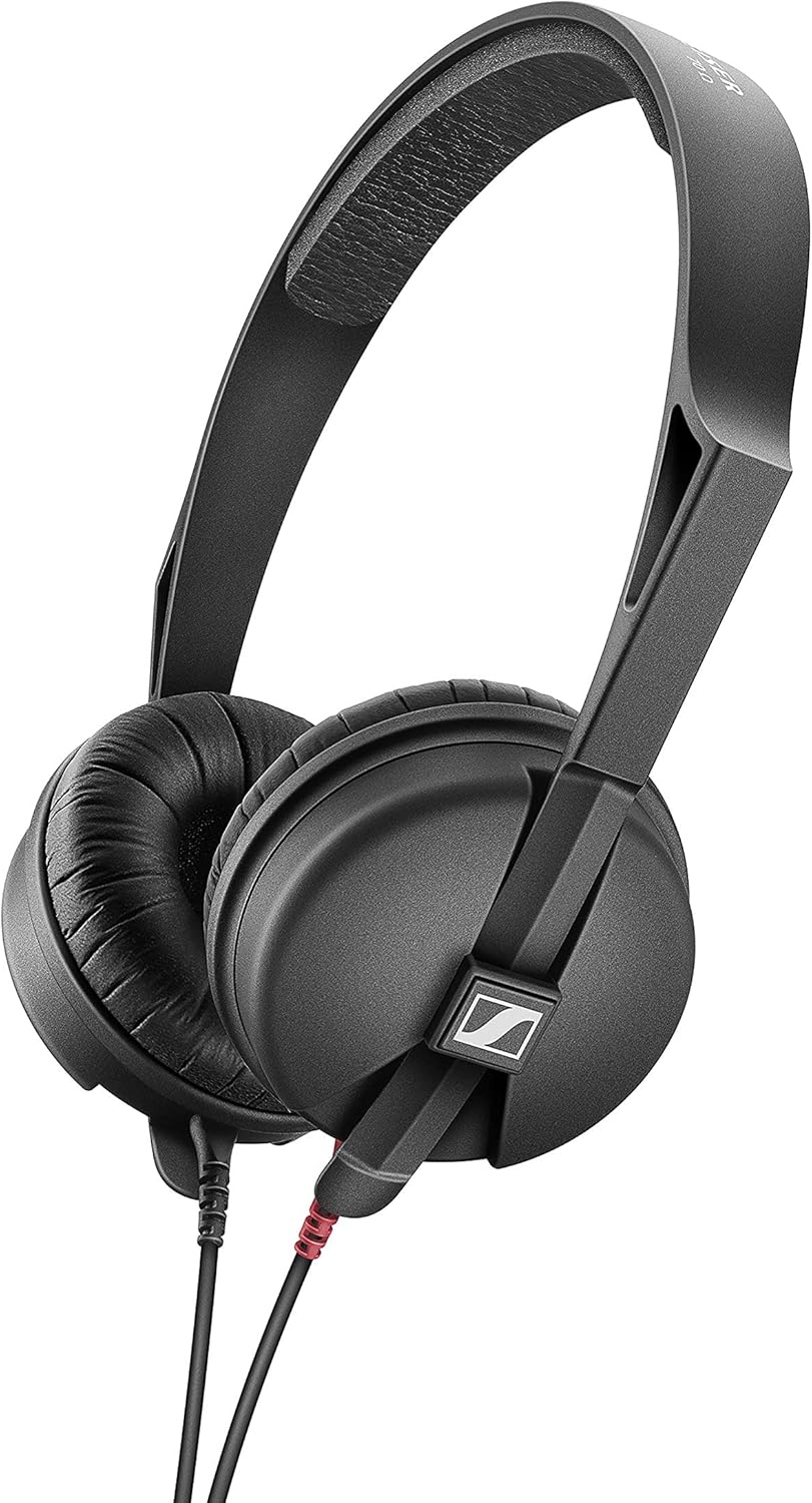 Sennheiser HD 25 LIGHT Lightweight On-Ear DJ & Monitoring Headphones | Robust Single Headband Design | 1.5M Dual-Sided Detachable Cable & 1/4" Jack Adaptor Included | Black (508664)