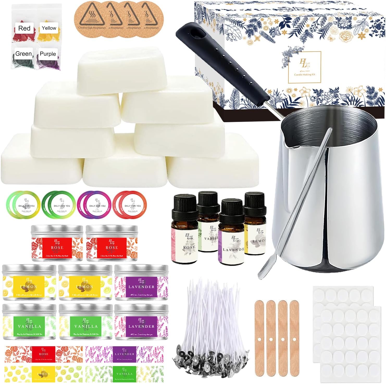 ETUOLIFE Candle Making Kits for Adults Beginners,Soy Wax for Candle Making,Candle Making Supplies Accessory,Make Your Own Candles,Melting Pot,Fragrance Oils,Candle Tins,Wicks,Dye Wax