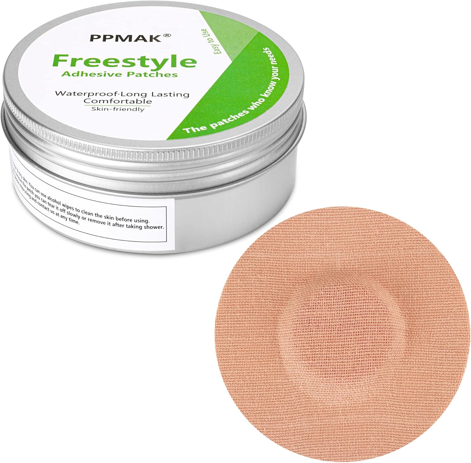 PPMAK-40 PCS Sensor Covers for Libre 2/3-Adhesive Patches-Waterproof CGM Tape No Glue On The Center-Color Tan and Long Lasting (40 PCS)