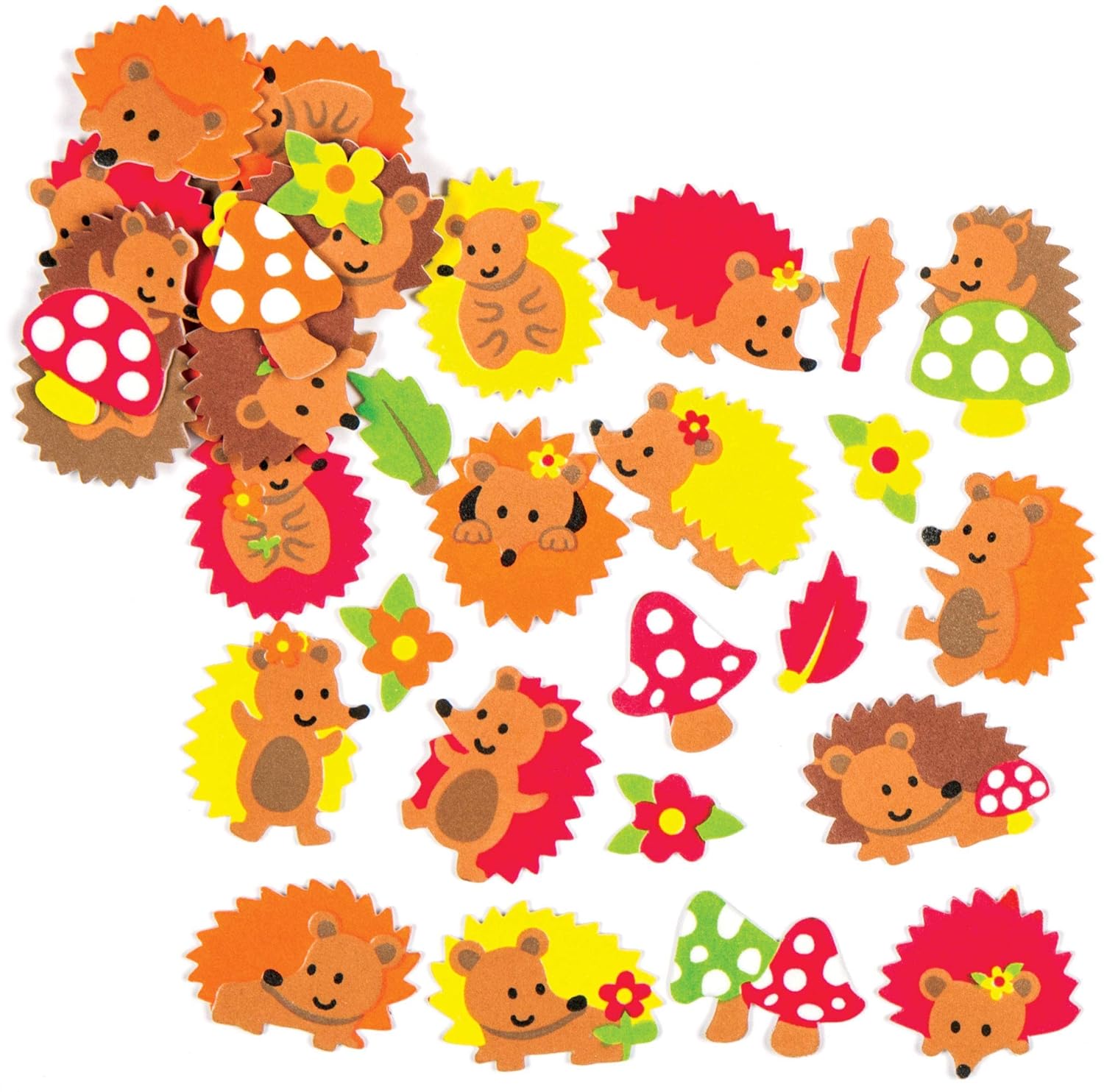 Baker Ross AC105 Hedgehog Stickers - Pack of 120, Foam Stickers for Kids, Kids Craft Stickers, Childrens Self Adhesive Stickers