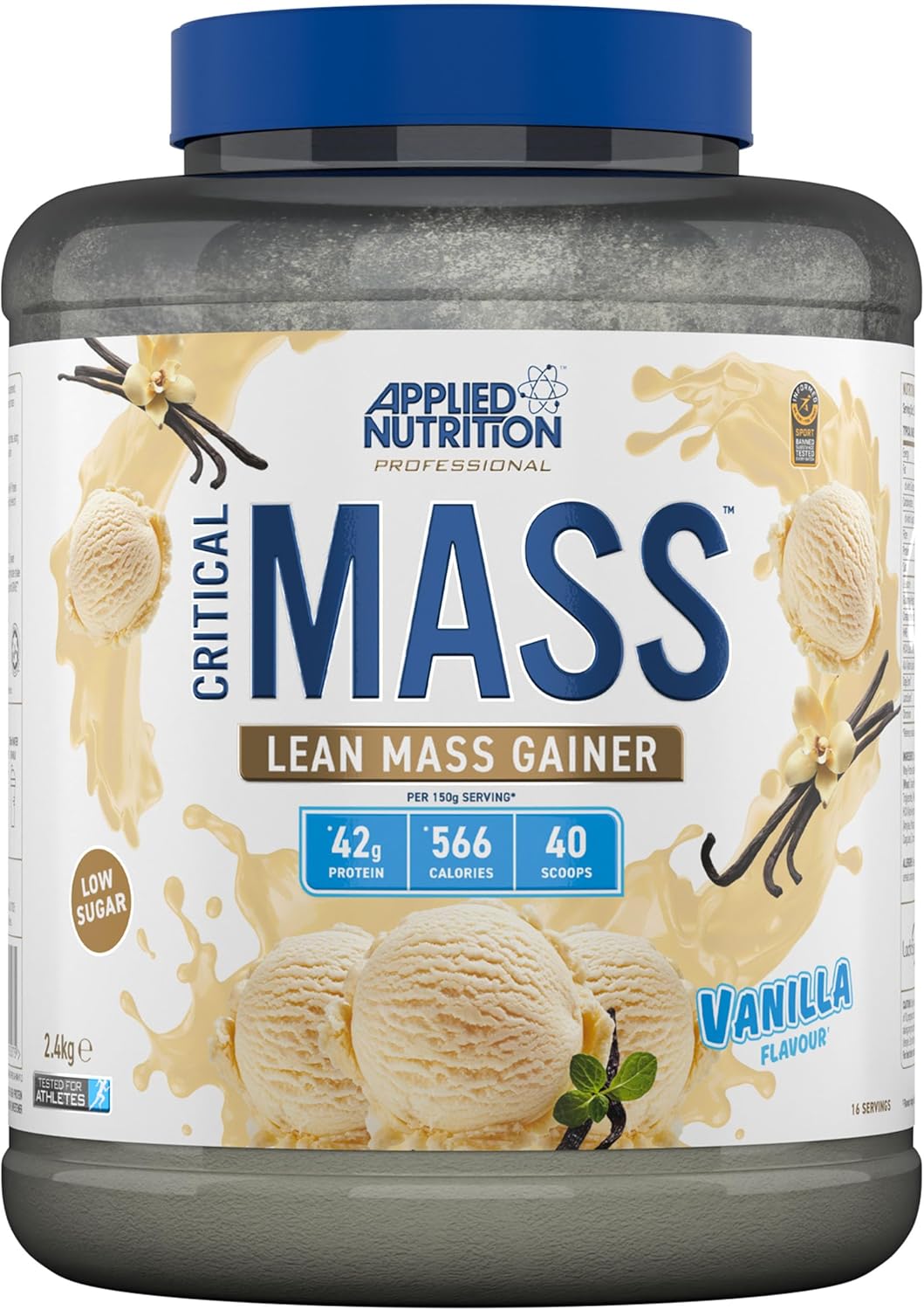 Applied Nutrition Critical Mass Professional - Weight Gain Protein Powder, High Calorie Weight Gainer, Lean Mass (2.4kg - 16 Servings) (Vanilla)
