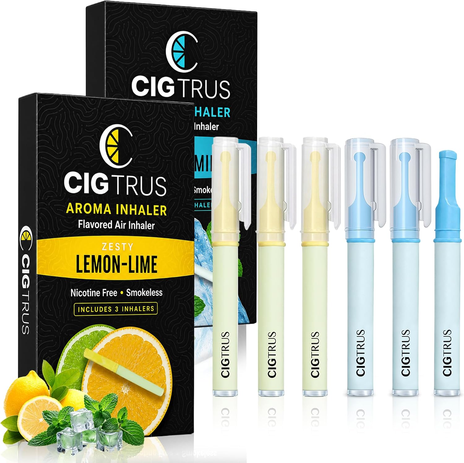 Cigtrus Smokeless Inhaler, Quit Smoking Aid - ICY Peppermint & Lemon Lime (6-Piece)