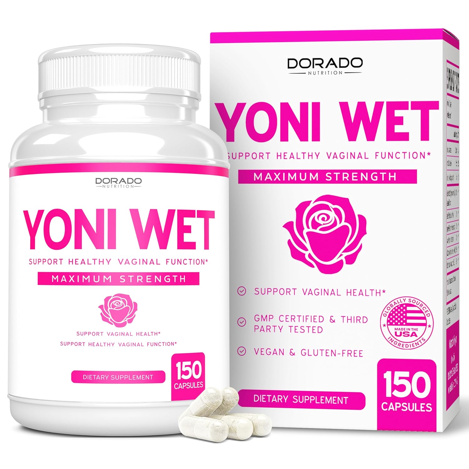 Vaginal Moisturizer & Dryness Supplement (150 Capsules) Support Vaginal Wetness & Health - Female Lubrication - Made in USA - Vegan, Non GMO, 3rd Party Tested - Best Product - 2.5 Month Supply