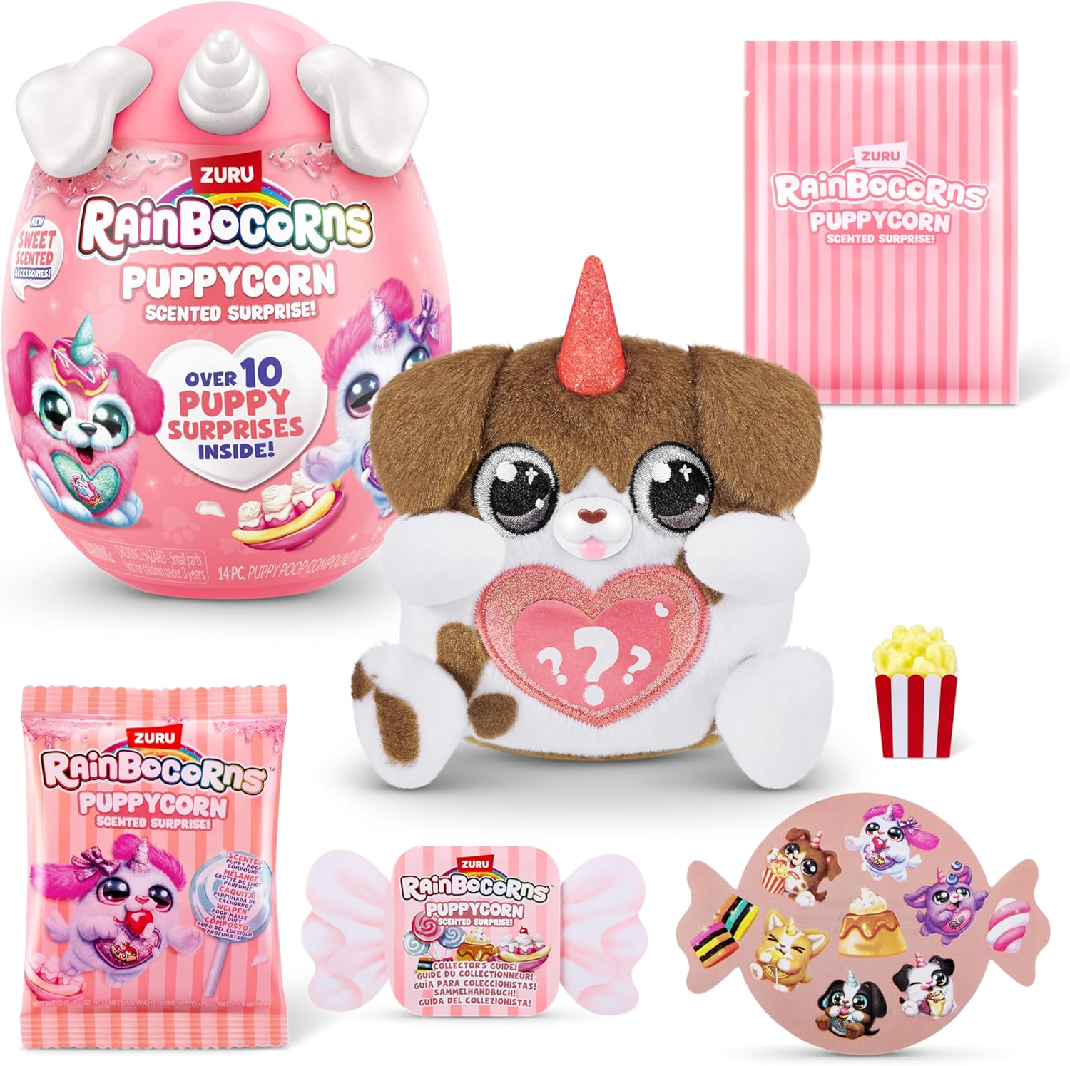 Rainbocorns Puppycorn Brown Dalmatian Scent Surprise - Surprise Unboxing Soft Toy, Scented Puppy Plush for Girls by ZURU