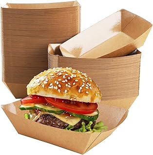 DEAYOU 250 Pack Paper Food Boats, 2 LB Paperboard Serving Basket, Food Snack Container for Party, Concession Stands