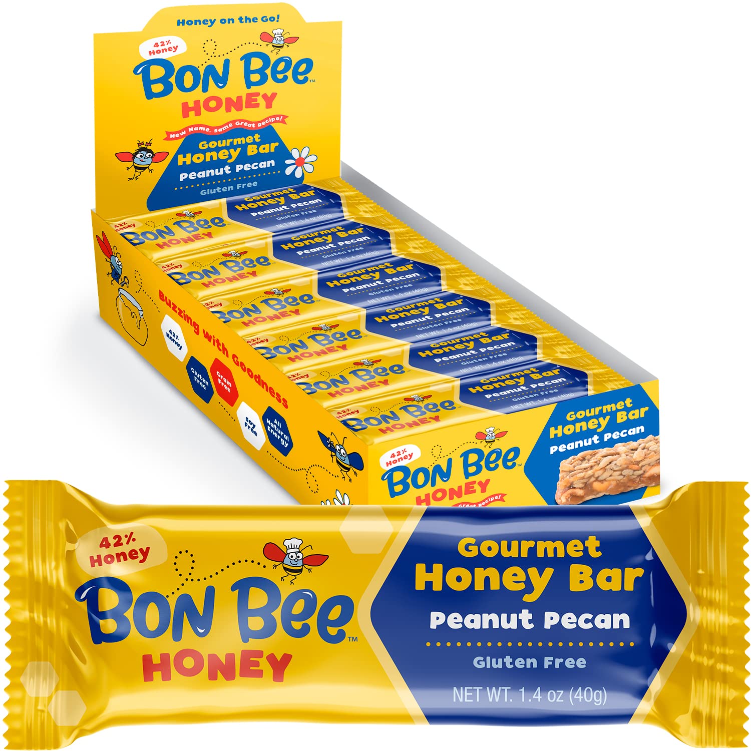 Honey Bunchies All Natural Honey Bar - Natural Breakfast & Nutrition Bars for Healthy Energy & Fuel - Variety of Delicious Highlights & Perfectly Balanced, 12-1.4oz Bars