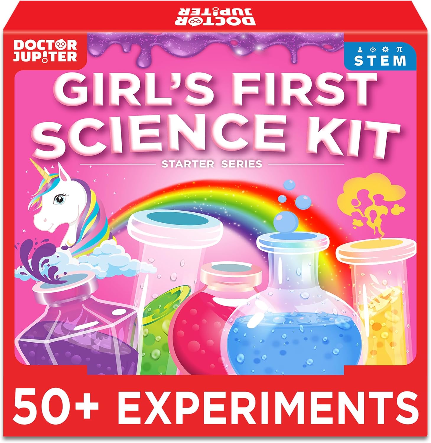 Doctor Jupiter Girls’ First Science Kit, Chemistry Set for Kids Ages 4-5-6-7-8 | Birthday Gift Ideas for 4+ Year Old Girls | STEM Toy Kit with 50+ Experiments | Learning & Educational Projects