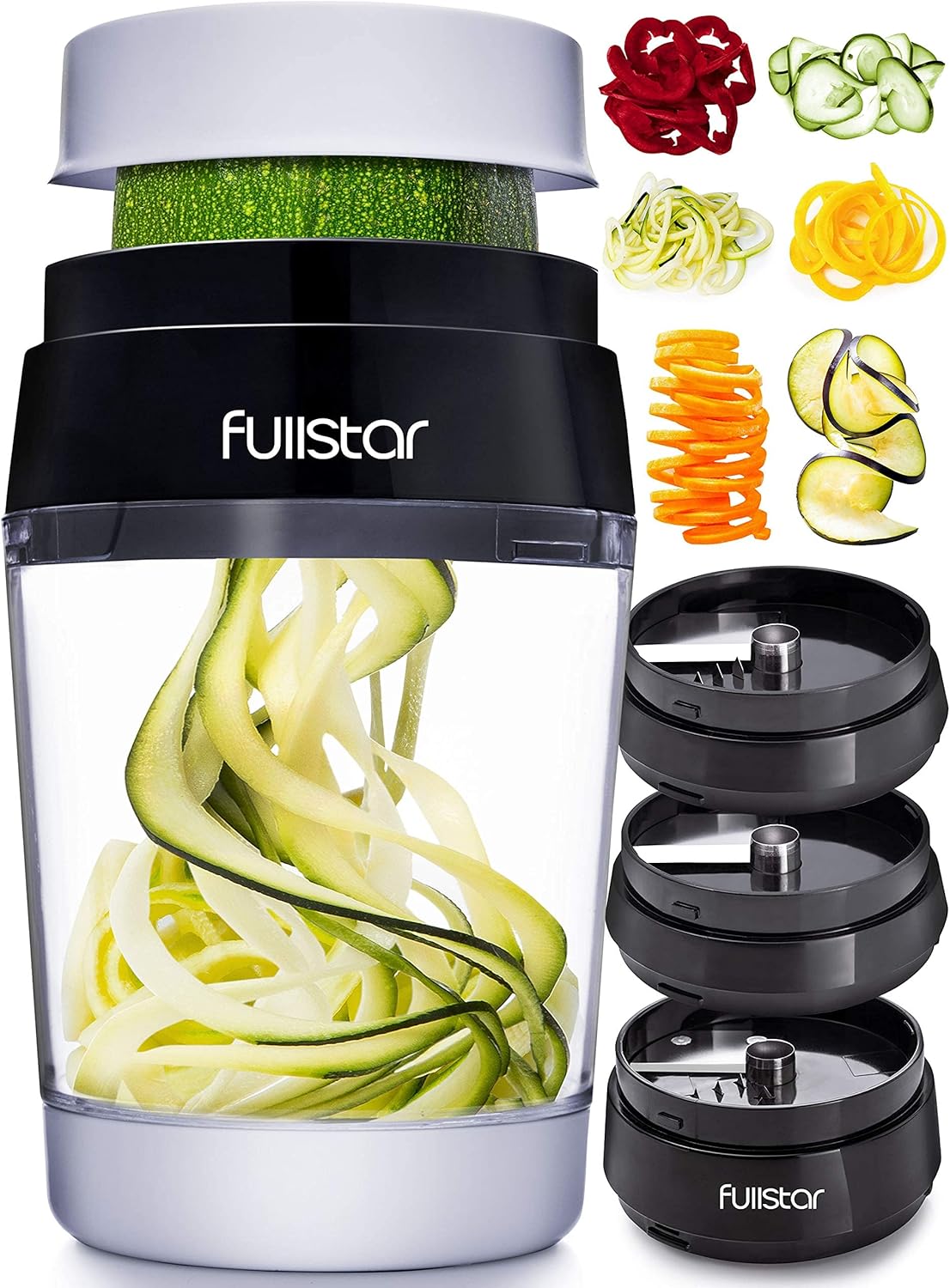 Spiralizer for Vegetables - Vegetable Slicer - Zucchini Courgette Spiralizer Zoodles Noodles Spaghetti Maker - Veggie Veg Carrot Cucumber Slicer Spiral Cutter - Kitchen Tools & Gadgets (6-in-1)