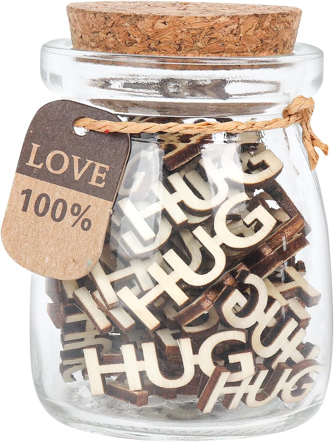 Hugs to Give Those You Miss,Hugs in a Jar Gift,HUG Wooden Cutout Letter Funny Gifts for Valentine's Day/Birthday/Anniversary/Christmas. (HUG in a Jar)