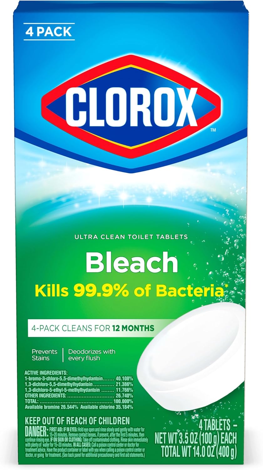 Clorox Ultra Clean Toilet Tablets Bleach 3.5 Ounces Each, 4 Count (package May Vary)