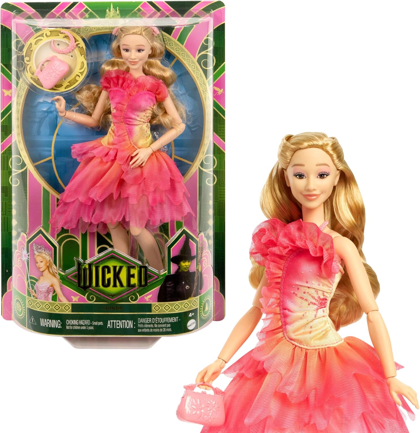Mattel Wicked, Glinda Fashion Doll & Accessories with Blonde Hair, Possibility & Removable Ballroom Look, HXT63