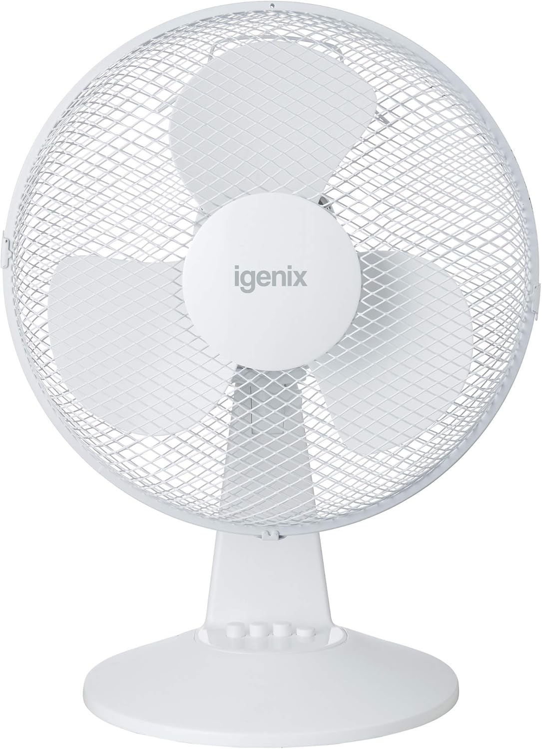 Igenix DF1210 12” Portable Desk Fan – 3 Speed Settings, Quiet Oscillating Airflow, Compact Desktop or Bedside Cooling – Ideal for Home & Office – White