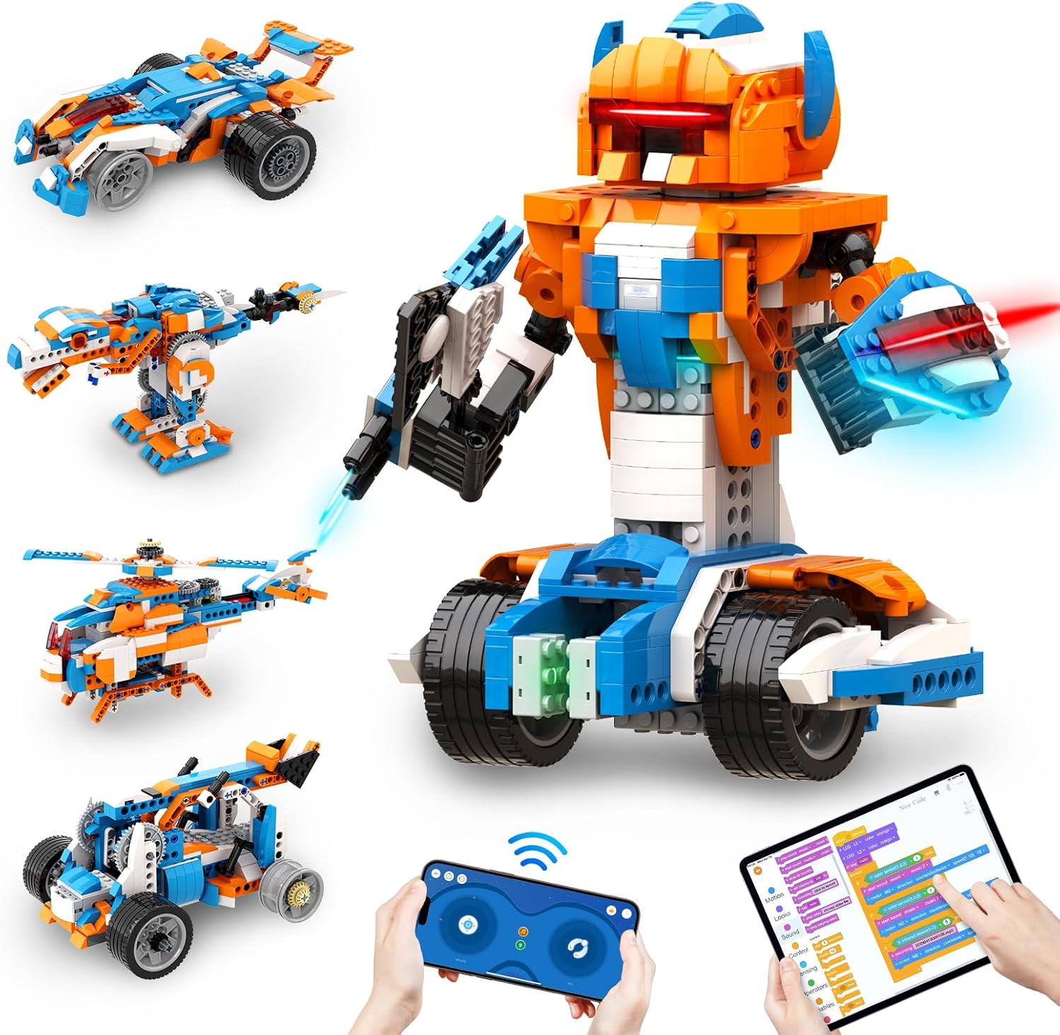 Apitor Robot Building Kit Age 8+, 12-in-1 Programmable APP RC Robot/Car Robotics Coding Set, STEM Projects Educational Birthday Gifts for Boys Girls Kids Aged 8-12 (600 Pieces)