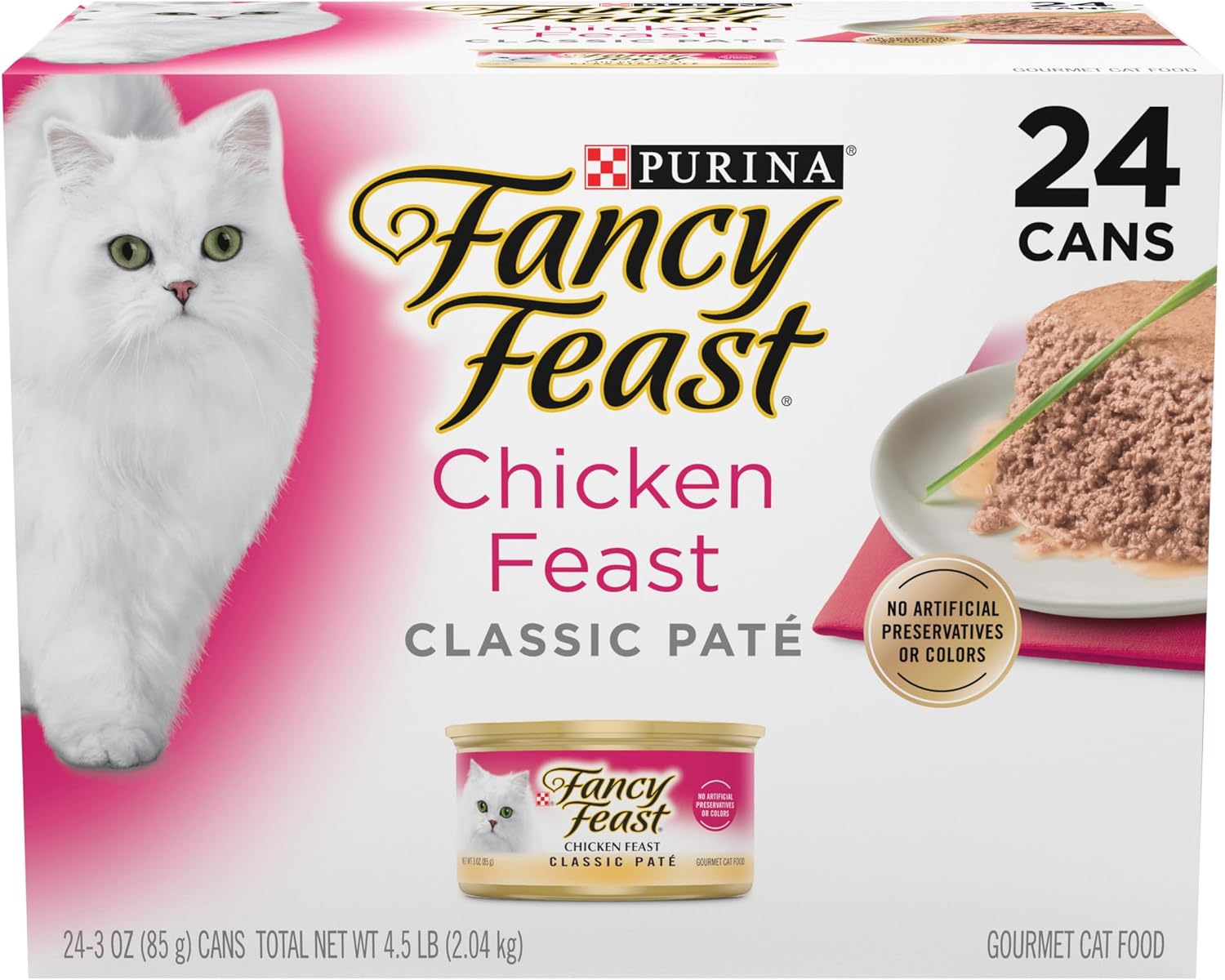 Purina Fancy Feast Chicken Classic Pate Wet Cat Food, Pack of 24, 3 oz Cans