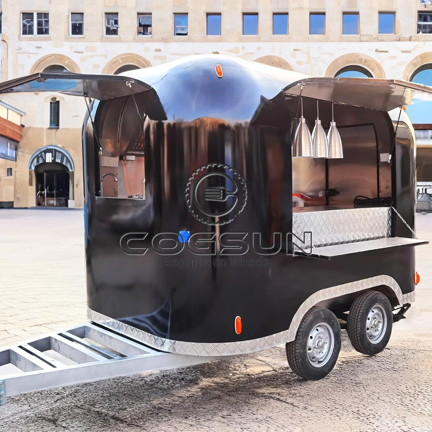 COGSUN Mirror Coffee Food Truck Trailer with Lights - Ultimate Food Trailer Solution for Mobile Food, Coffee, and Truck Trailers (3M)