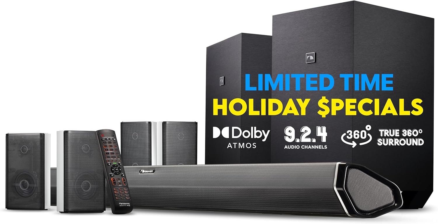 Nakamichi Shockwafe Ultra 9.2.4 Channel 1000W Dolby Atmos/DTS:X Soundbar with Dual 10" Subwoofers (Wireless) & 4 Rear Surround Speakers. Enjoy Plug and Play Explosive Bass & High End Cinema
