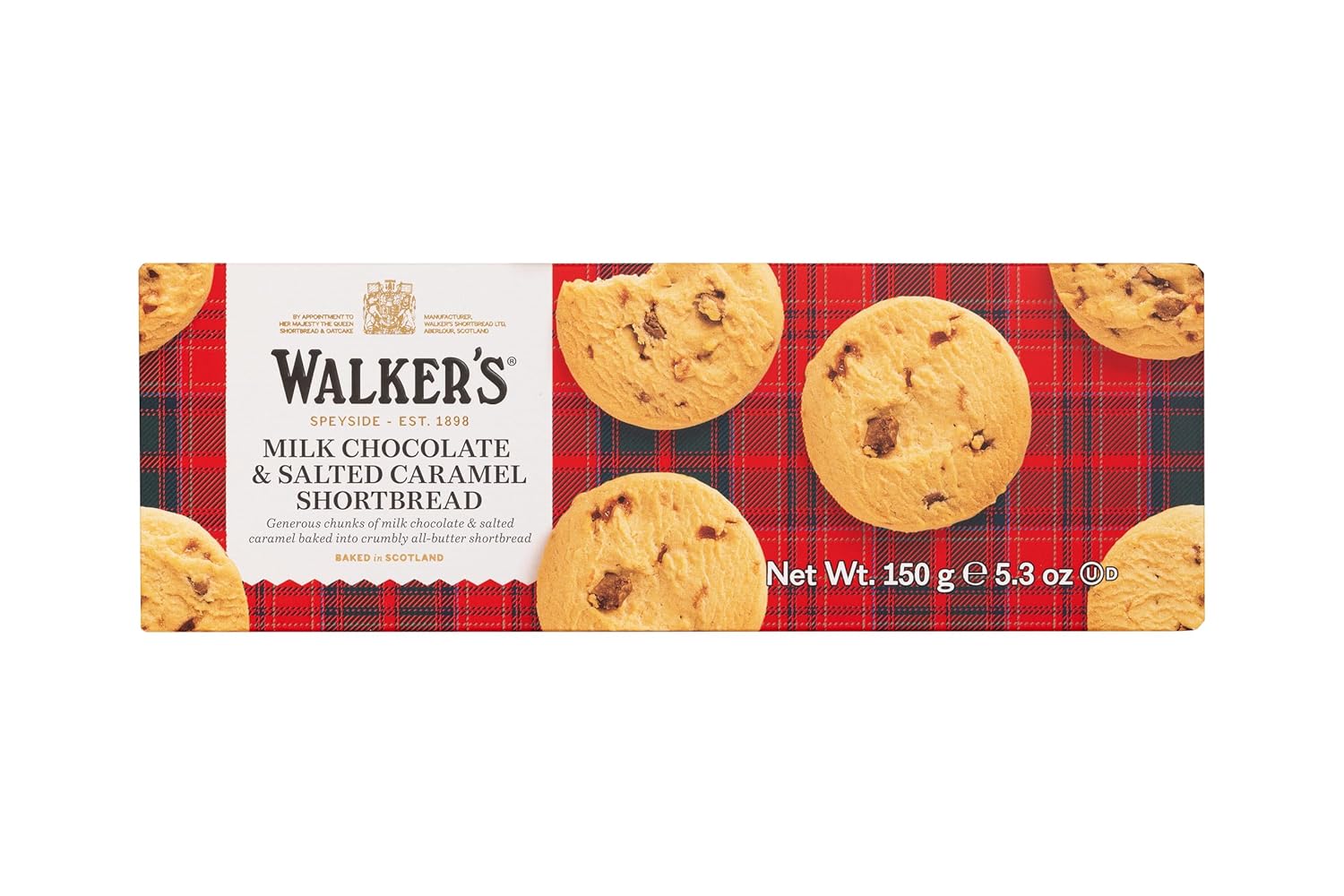 Walker’s All-Butter Salted Caramel & Milk Chocolate Chunk Shortbread - 9-Count Box - Authentic Shortbread Cookies from Scotland