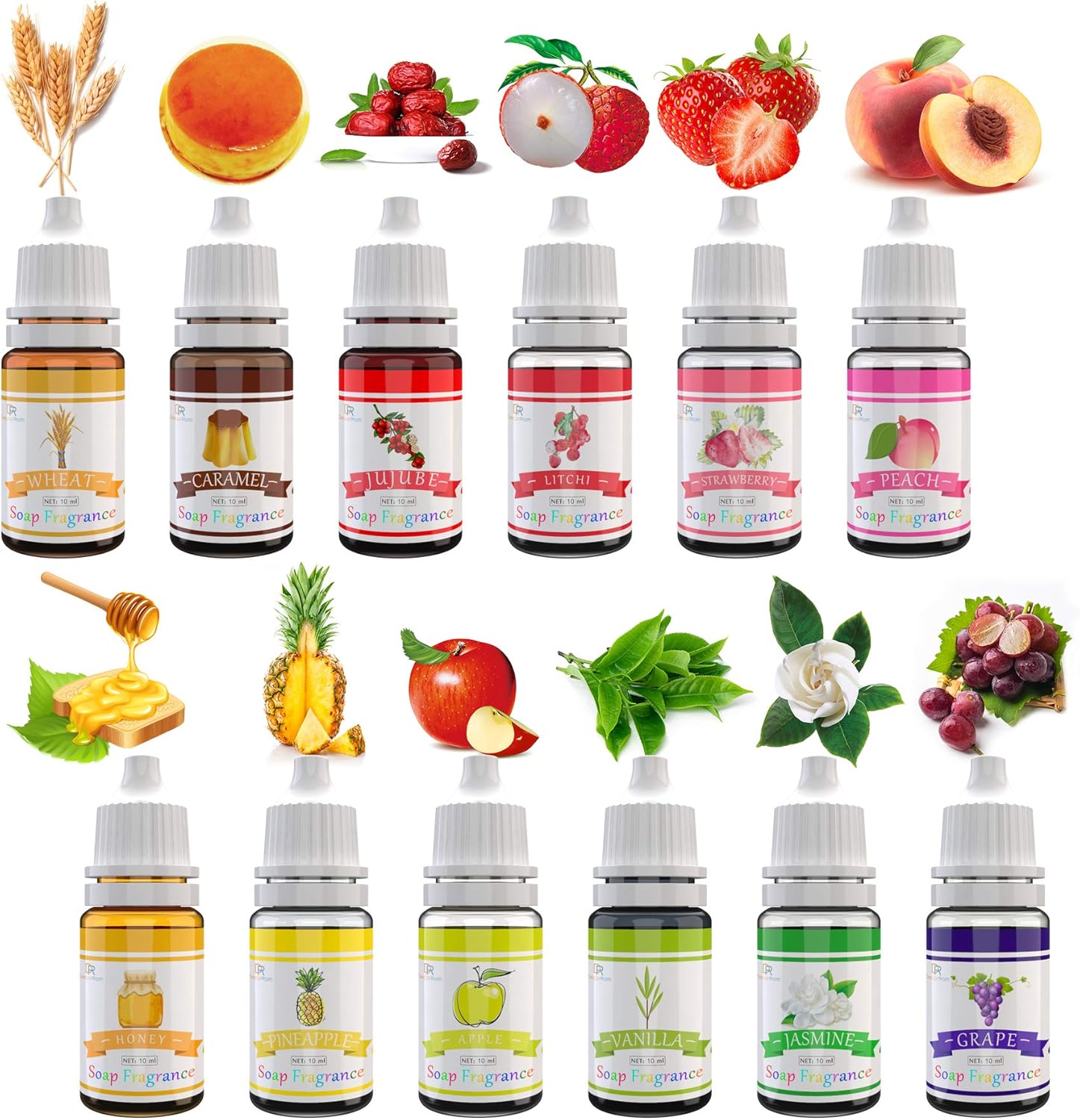 Soap Fragrance Oil - 12 Liquid Soap Scents Set for Bath Bomb Making, Soap Making Supplies - Concentrated Food Grade Soap Flavour Bath Bomb Scents for Cosmetic, Crafts - 10ml/0.35oz Each