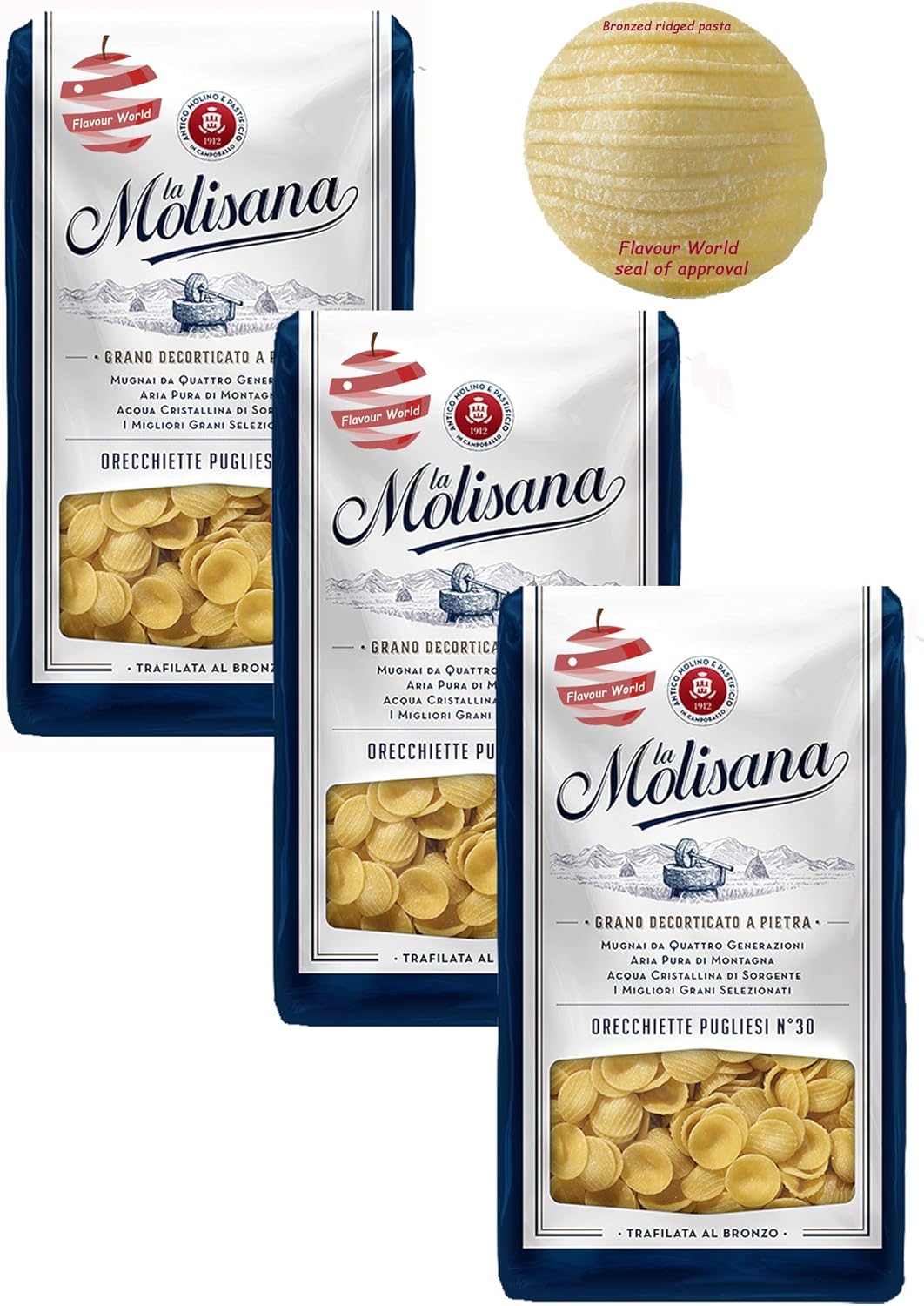 La Molisana Orecchiette Pugliesi No.30 Dried Pasta 1.5kg (3 x 500g)