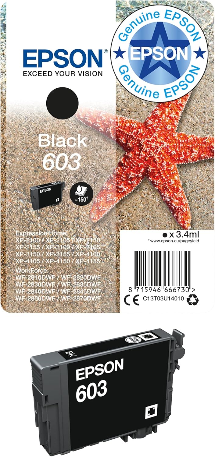 Epson 603 Black Starfish Genuine, Ink Cartridge, Standard Capacity