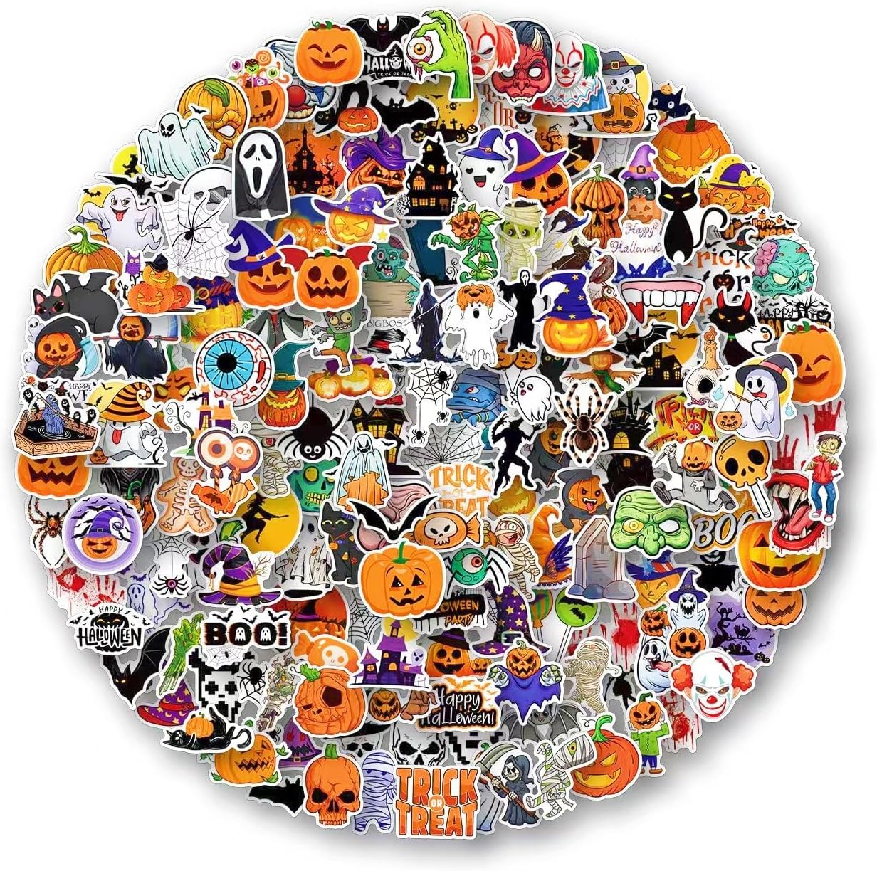 AOWDIAO Halloween Stickers 200 Pcs Halloween Decorations Vinyl Stickers for Kids Adults Halloween Holiday Party Favors Crafts Gifts