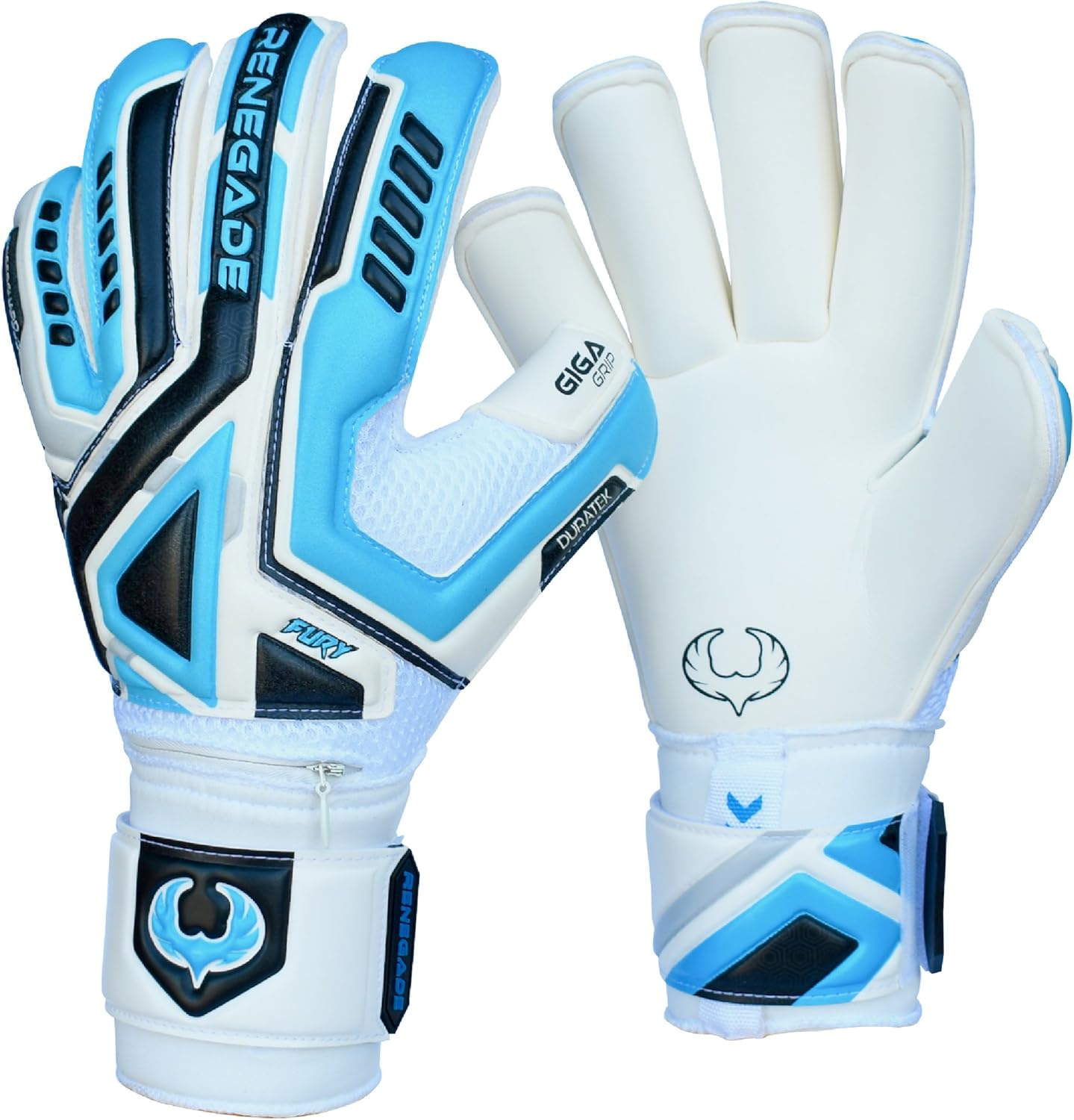 Renegade GK Fury Goalie Gloves with Microbe-Guard (Sizes 6-11, 7 Styles, Level 4) Pro-Tek Fingersaves & 4+3MM Giga Grip | High Performance Pro-Level Goalkeeper Glove | Based in The USA